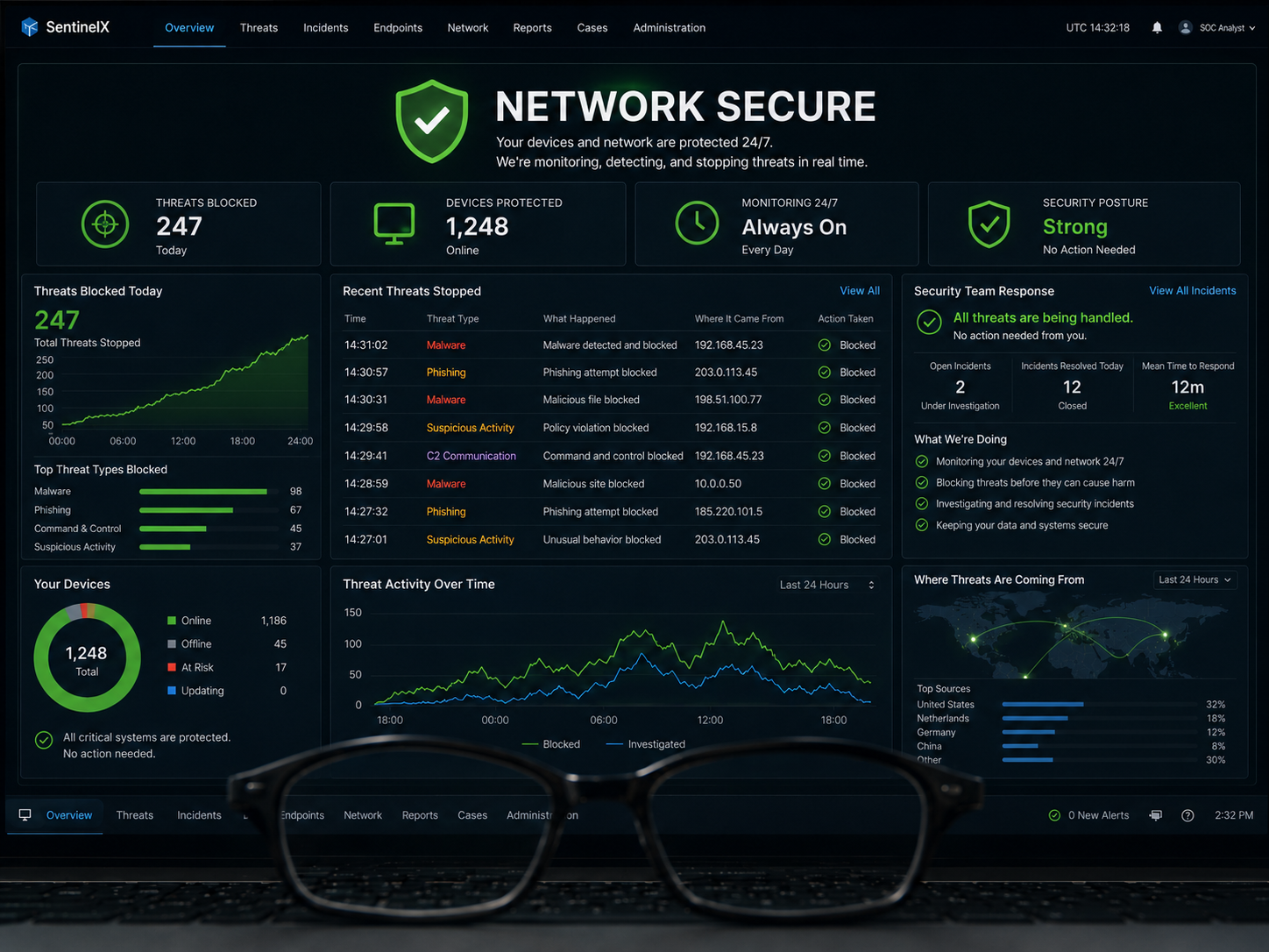 Cybersecurity monitoring dashboard